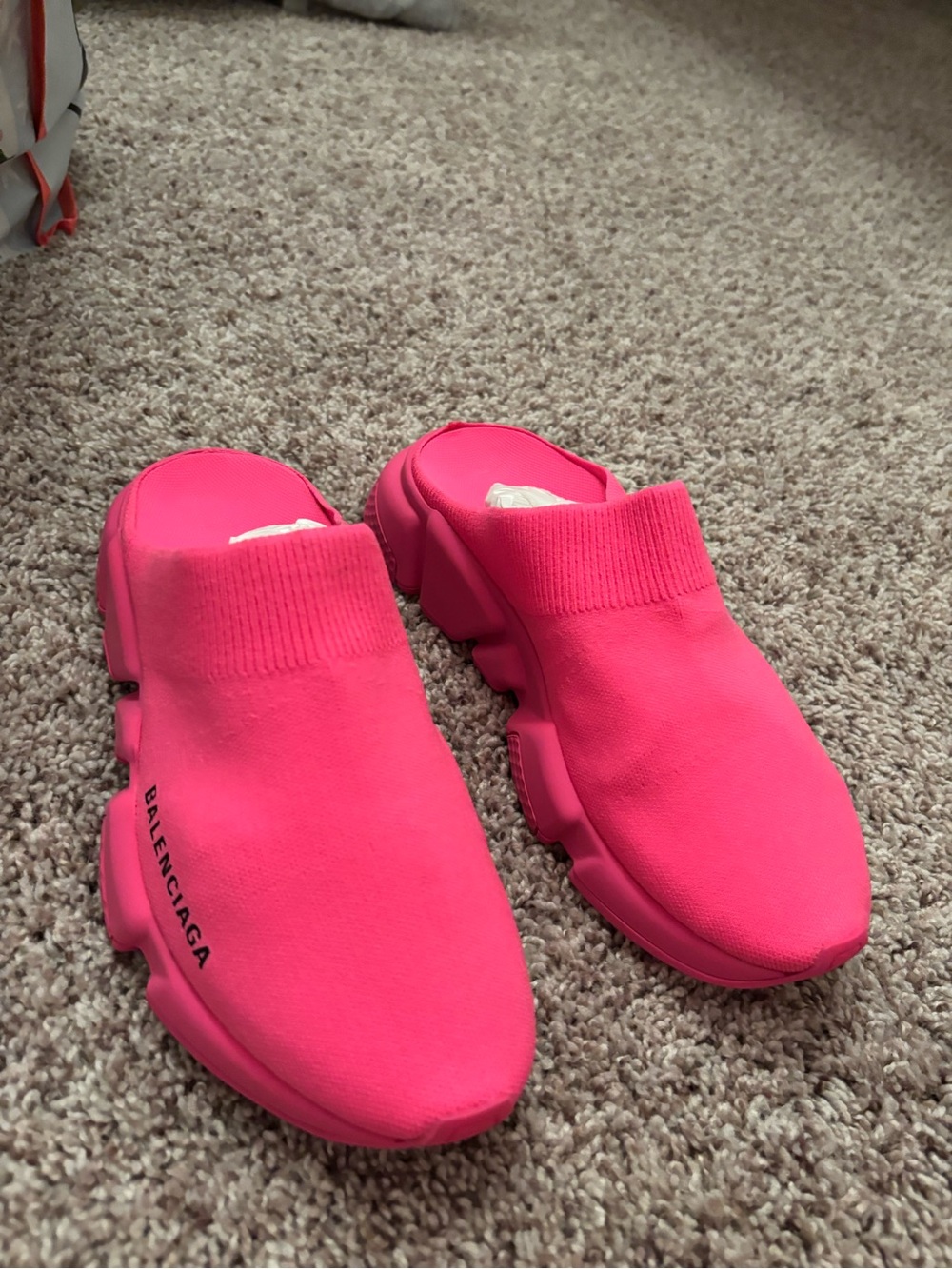 Balenciaga Pink Slip-On Sock Mules